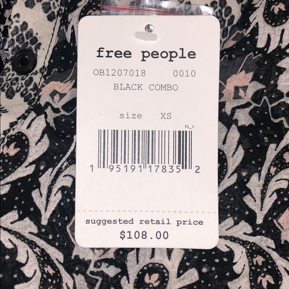 FREE PEOPLE Dani Button Down Pieced-Print Top - Picture 12 of 14